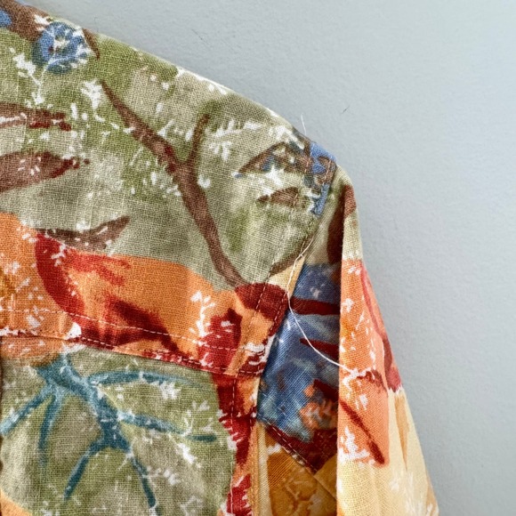 Christopher & Banks Abstract Fall Print Lightweight 3/4 Sleeve Jacket Sz L - Picture 7 of 11